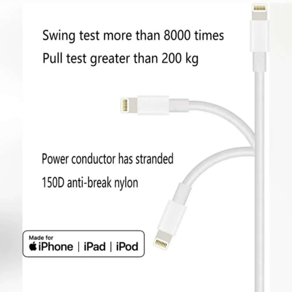 4 x iPhone, iPad, iPod MFI Certified 6' Lightening Charging Cables Apple